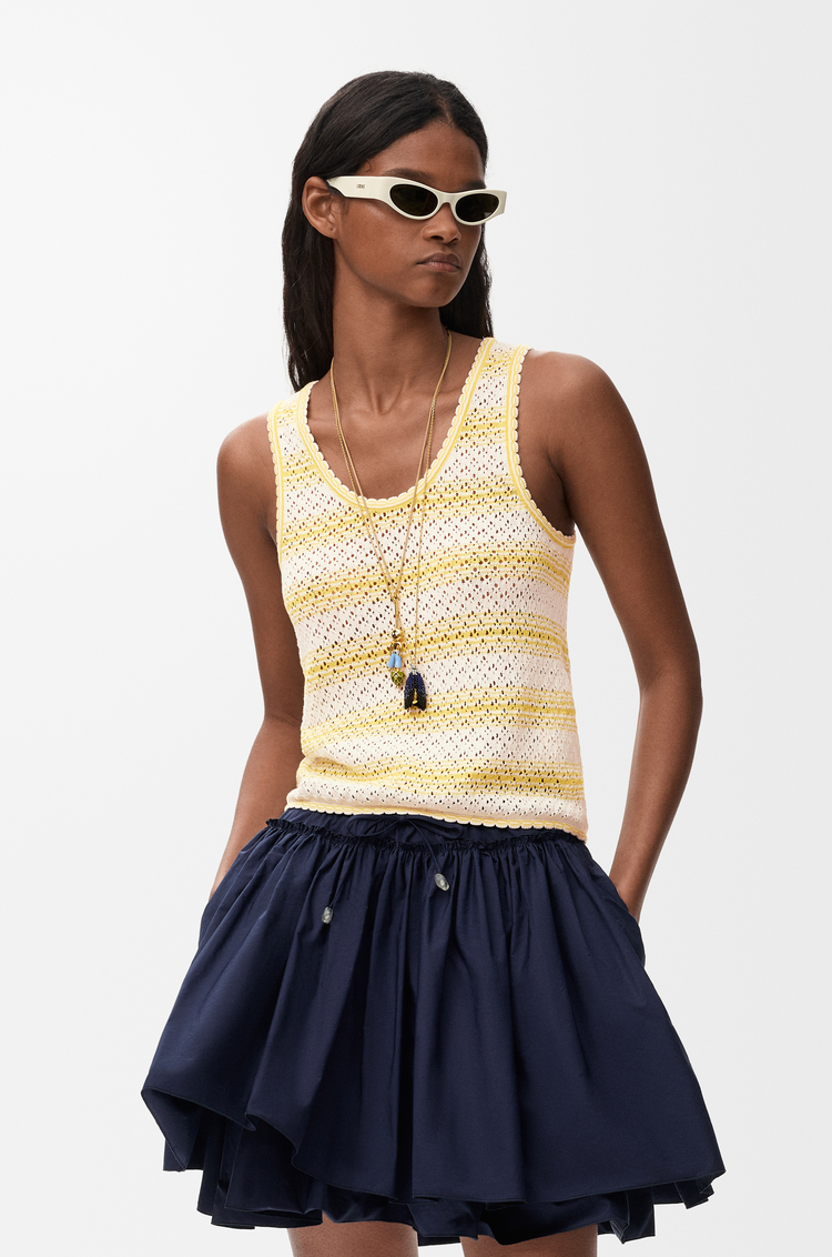 LOEWE Top en mezcla de algodón Blanco/Amarillo