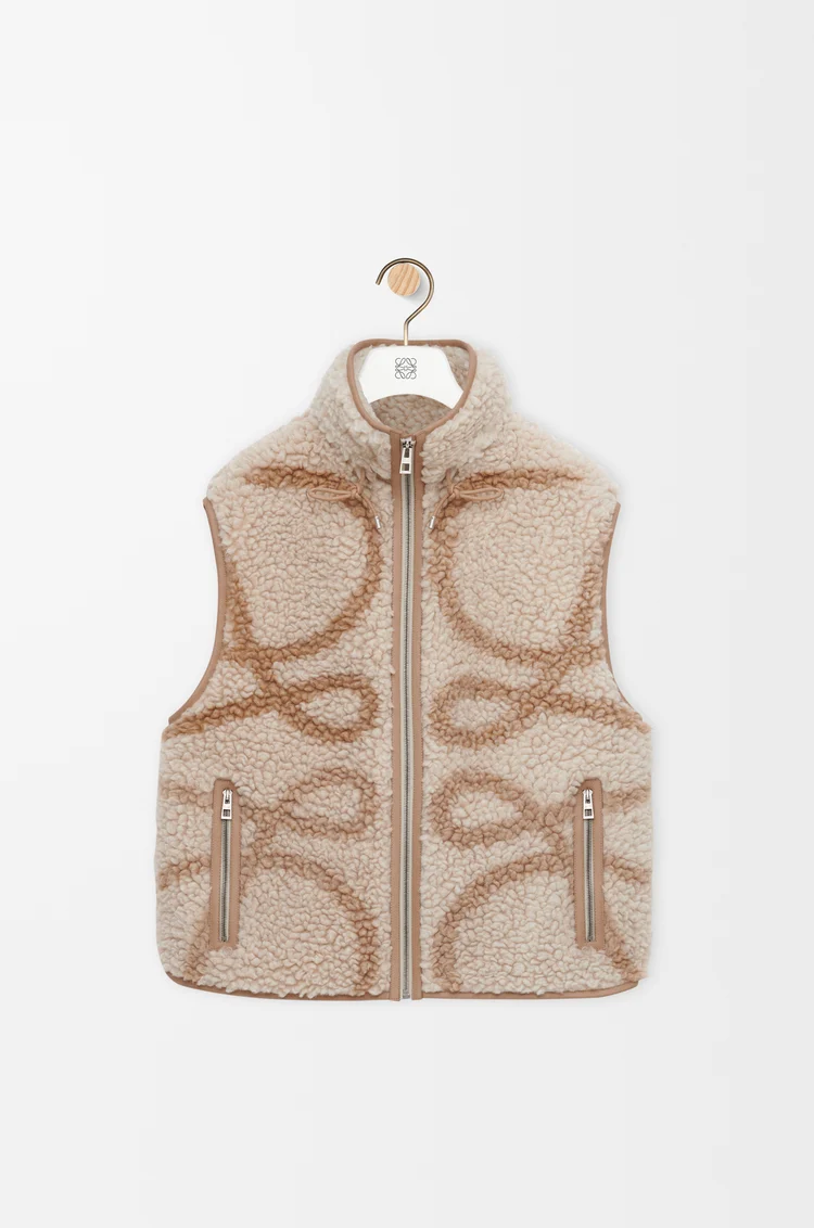 LOEWE Vest in wool blend Beige/Khaki Green