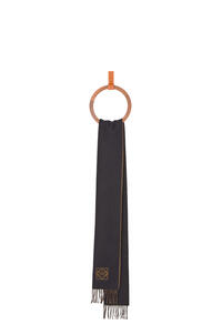 LOEWE Bicolour scarf in wool and cashmere Navy/Brown