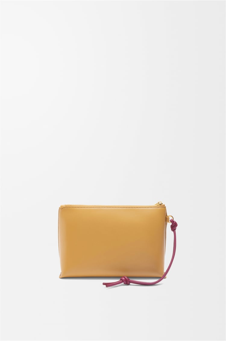 LOEWE Knot T pouch in shiny nappa calfskin Sahara/Crimson