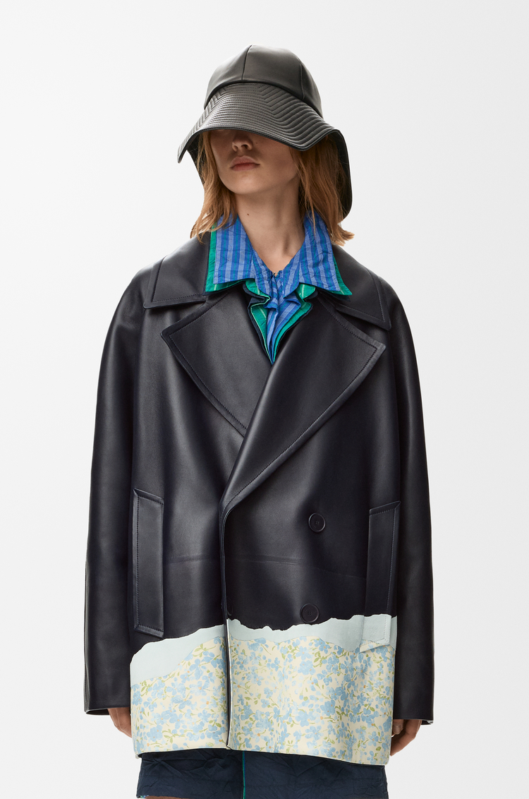 LOEWE Abrigo marinero en piel napa de cordero Azul Marino Oscuro