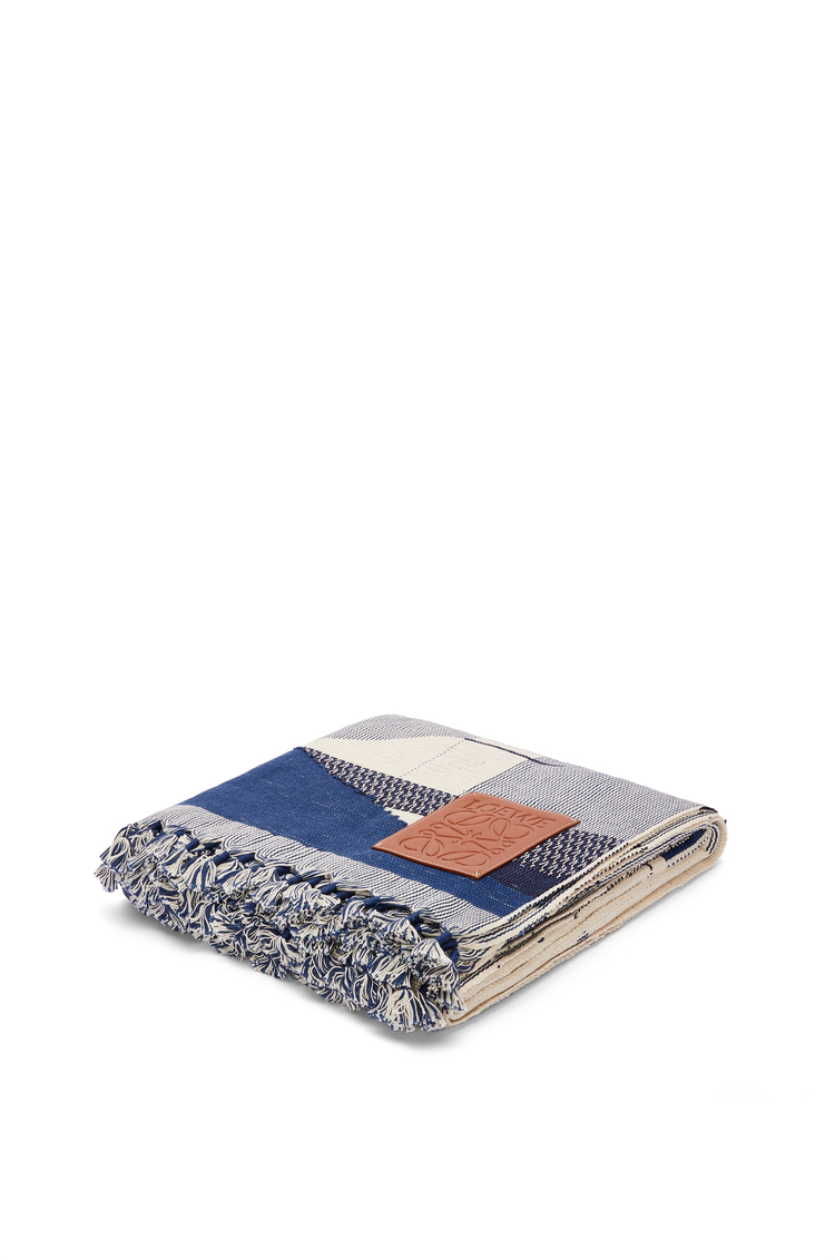LOEWE Blanket in cotton Blue/Multicolor