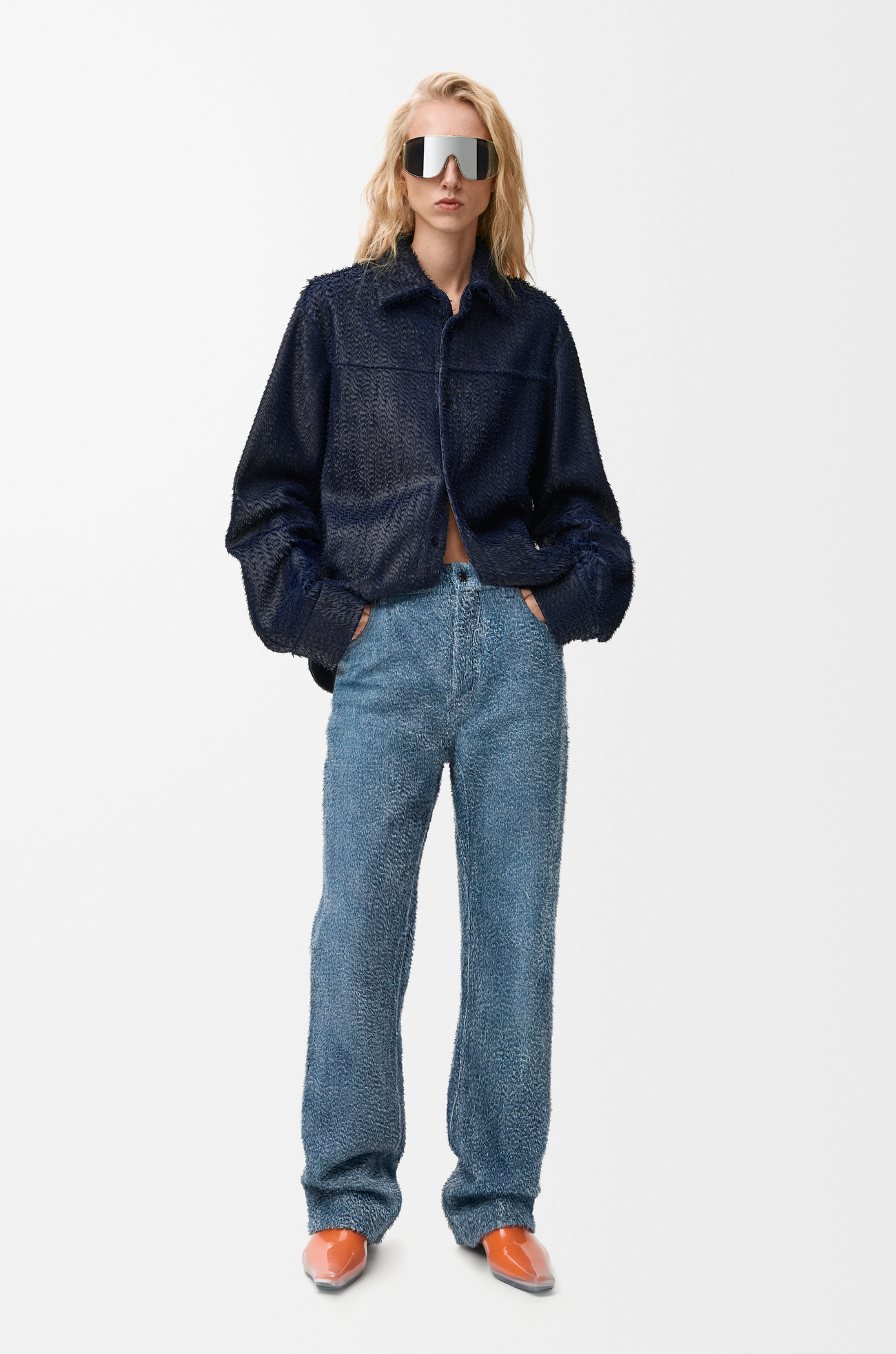 LOEWE Overshirt in nappa lambskin Dark Blue