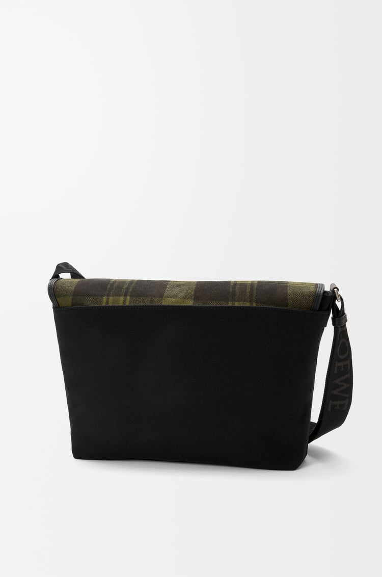LOEWE Medium Flex messenger in canvas and brushed suede Khaki/Black