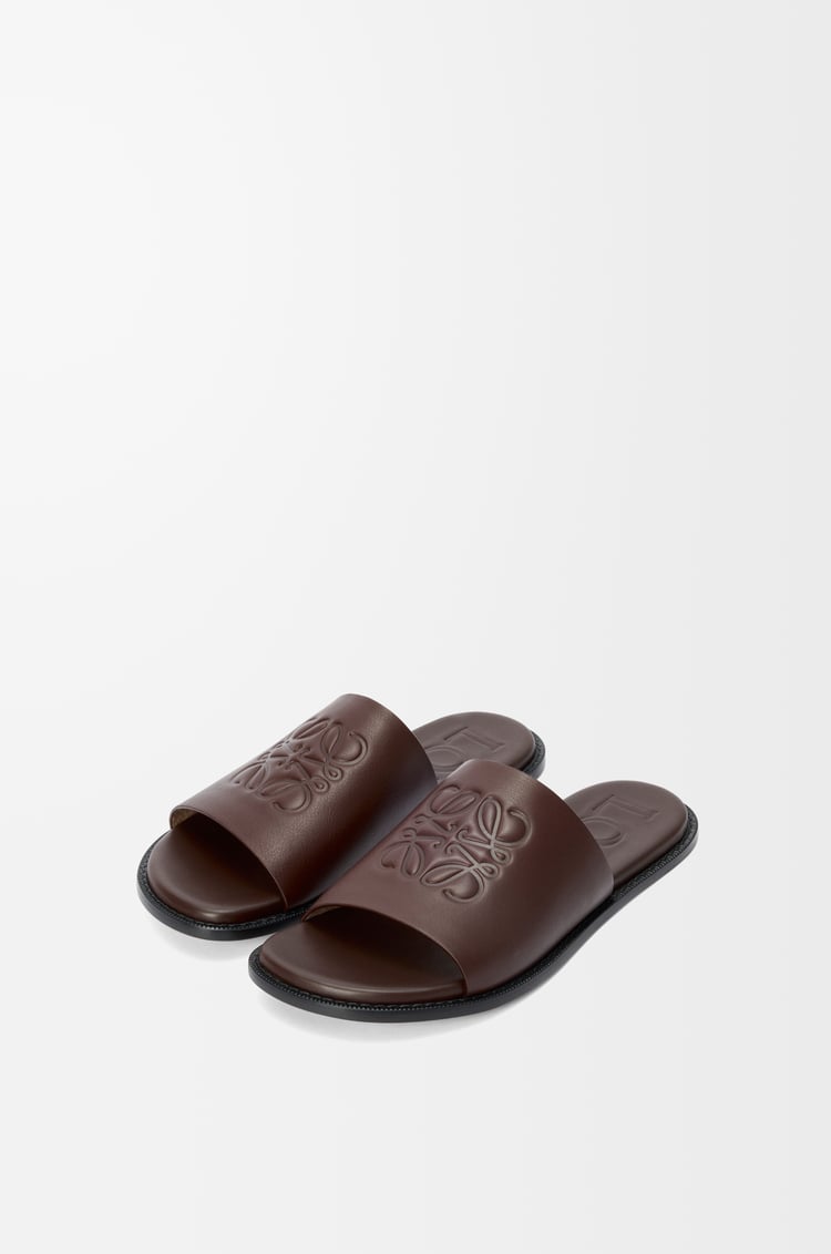 LOEWE Flex Anagram slide in soft calfskin Oxblood