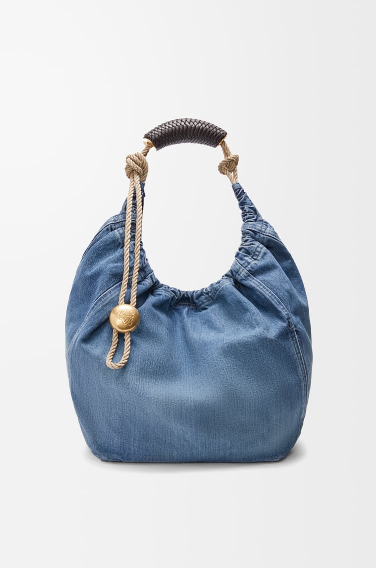 LOEWE Medium Squeeze bag in washed denim Light Blue