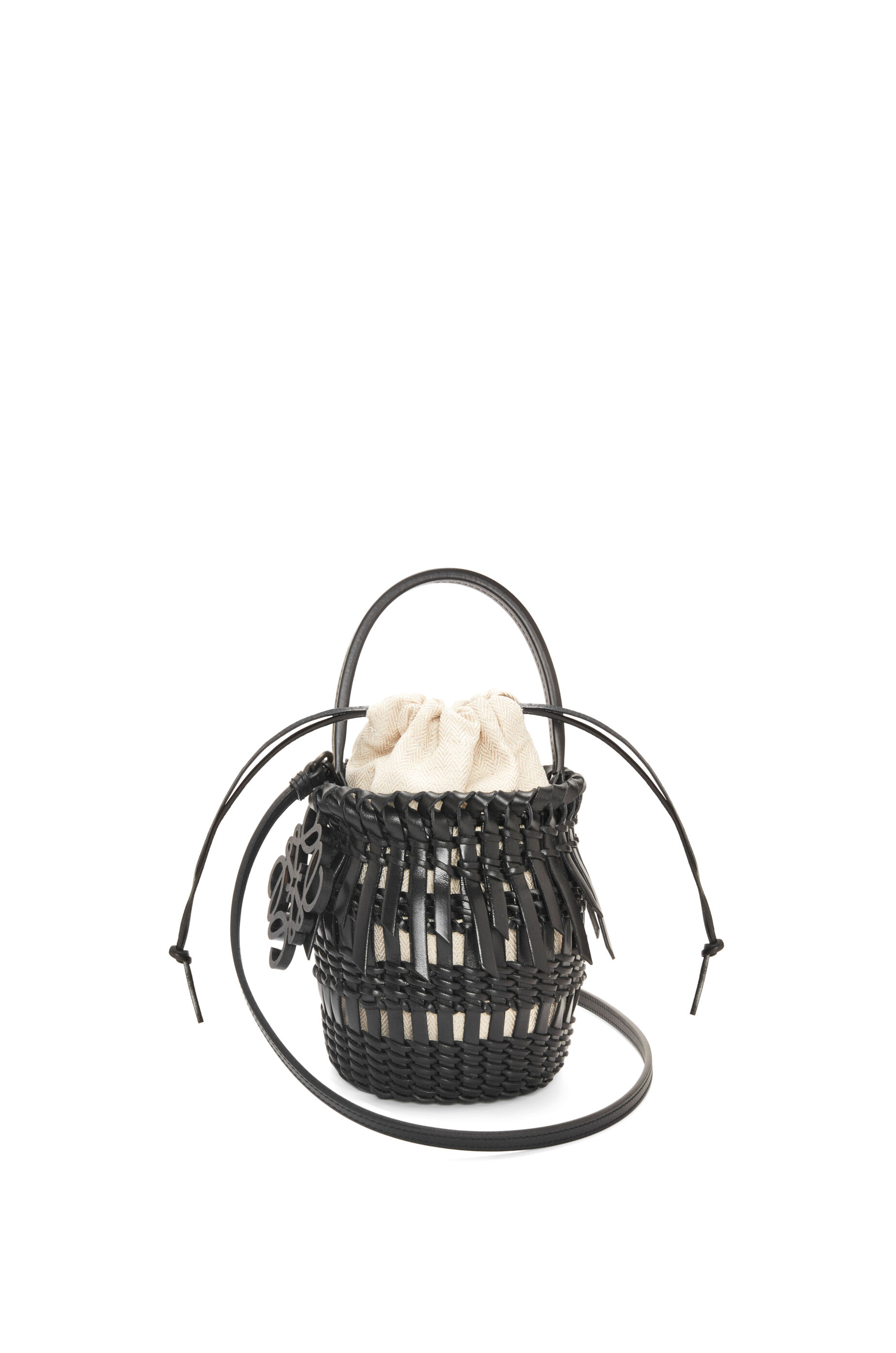 Black fringe bucket bag sales
