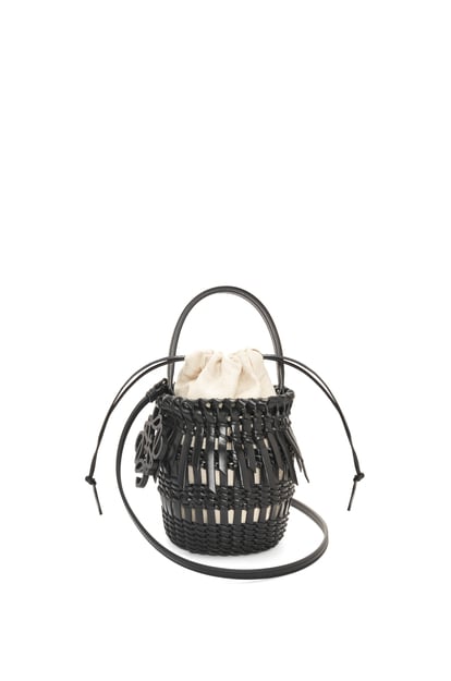 LOEWE Small Fringe Bucket bag in calfskin Black plp_rd