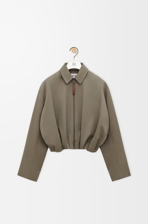 LOEWE ドレープ ジャケット（コットン&シルク） カーキブラウン