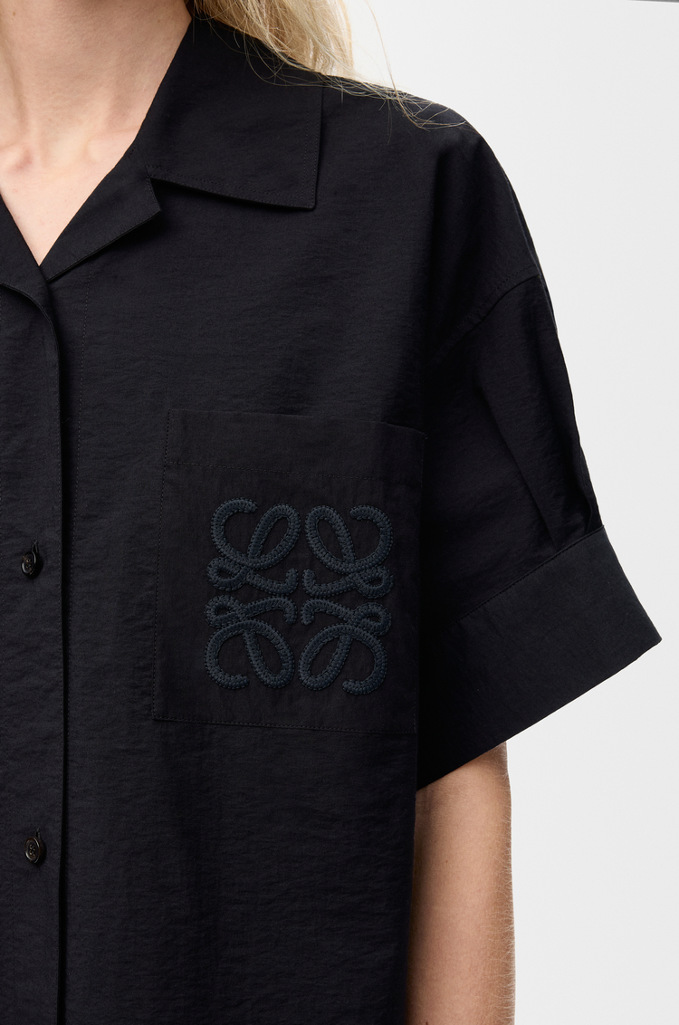 LOEWE 棉质混纺短袖衬衫 黑色