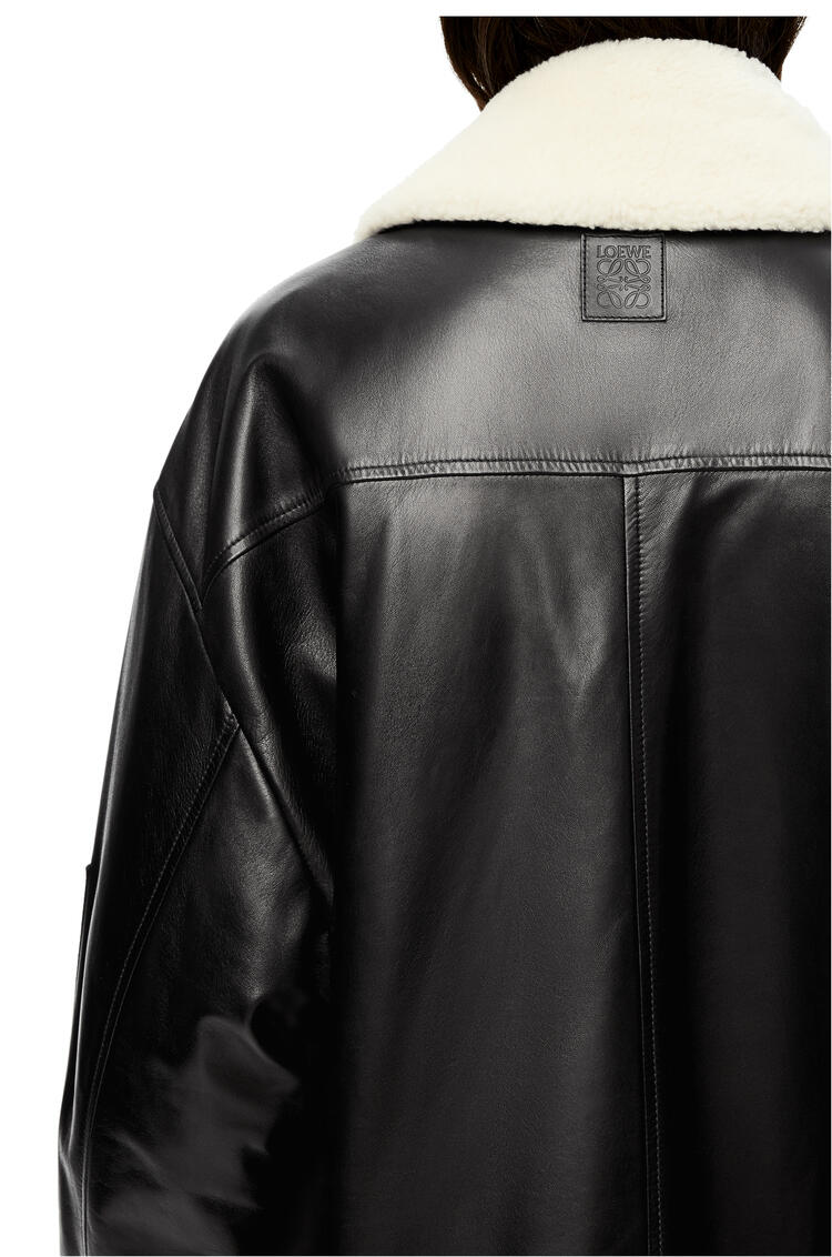 LOEWE Shearling collar bomber jacket in nappa Black/Ecru pdp_rd