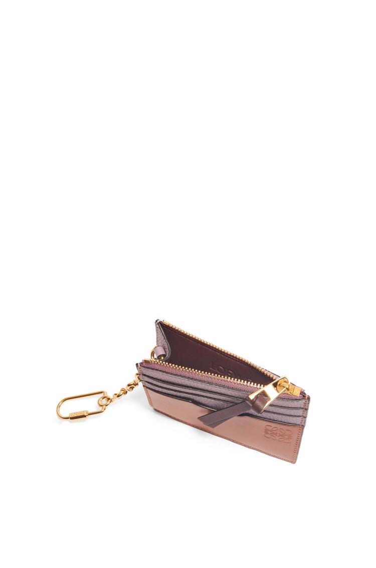 LOEWE Square cardholder in soft grained calfskin with chain Dirty Mauve/Tan