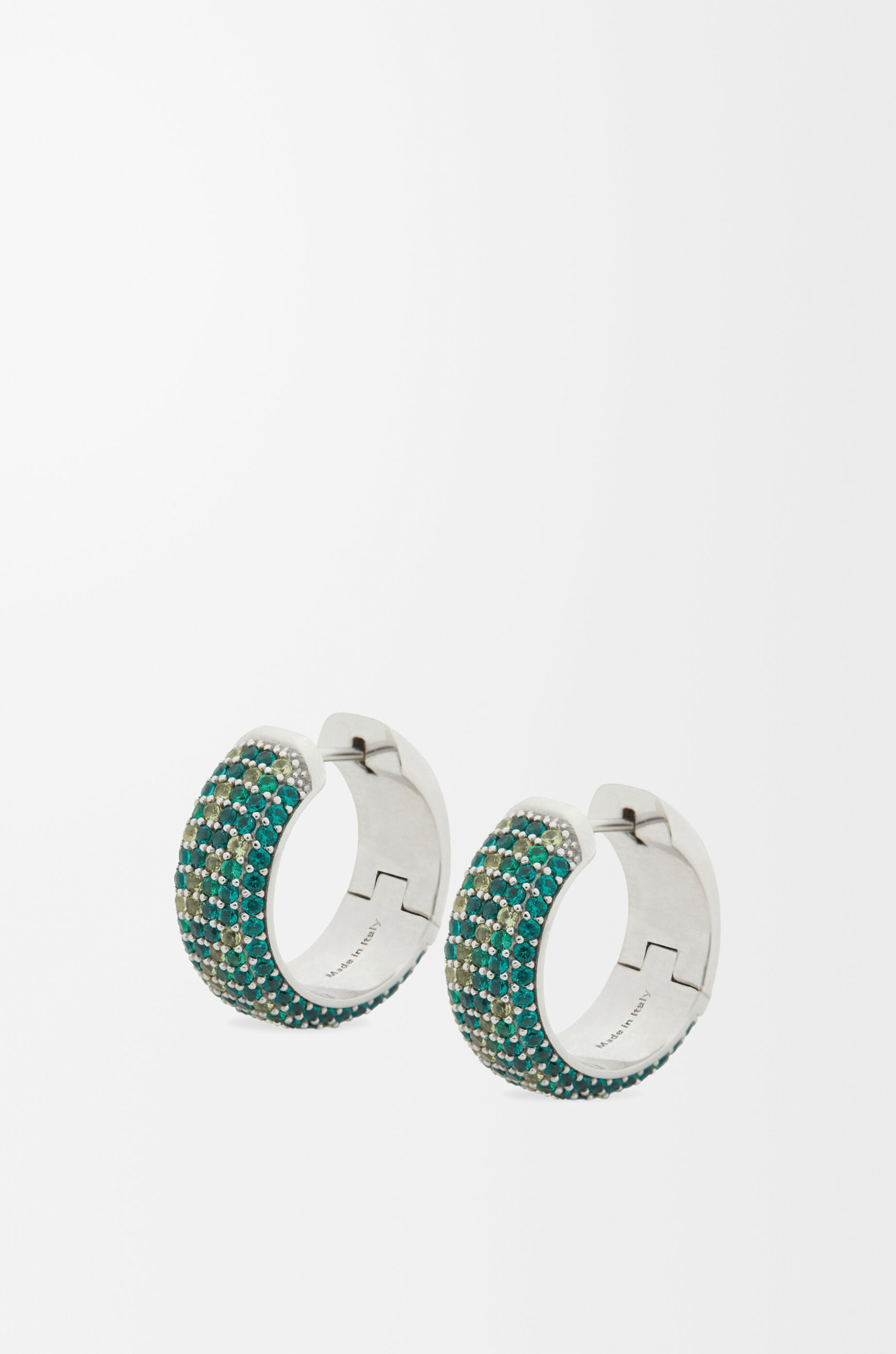 Silver pave hoop earrings top