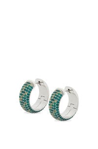 LOEWE Pavé hoop earrings in sterling silver and crystals 銀色/綠色