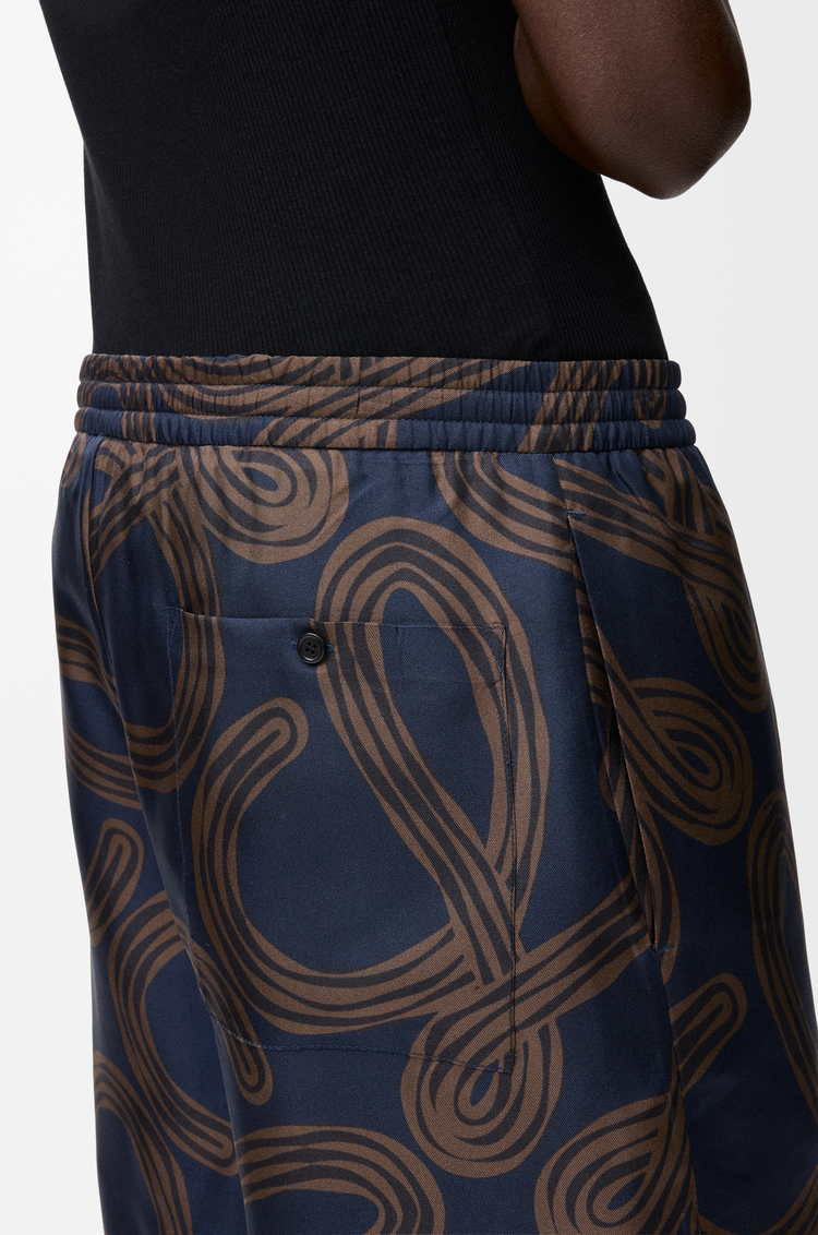 LOEWE Shorts in silk Navy/Brown