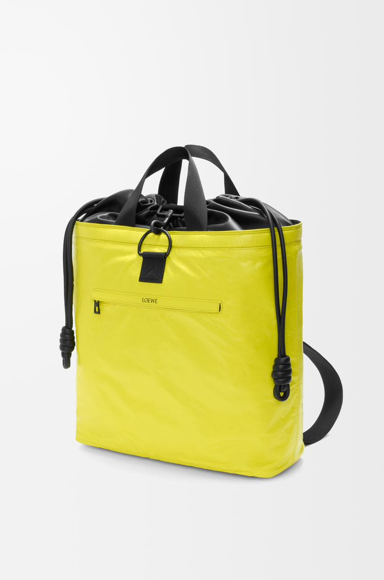 LOEWE 纸纹牛皮革 Squad 背包 柠檬黄色