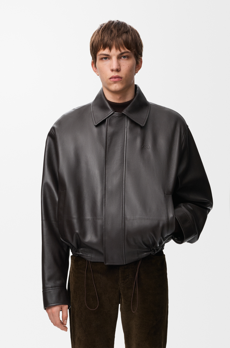 LOEWE Drawstring jacket in nappa lambskin Dark Brown