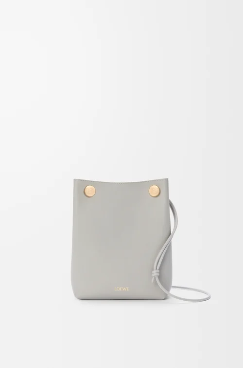 LOEWE Pebble pouch in smooth calfskin Shell Grey