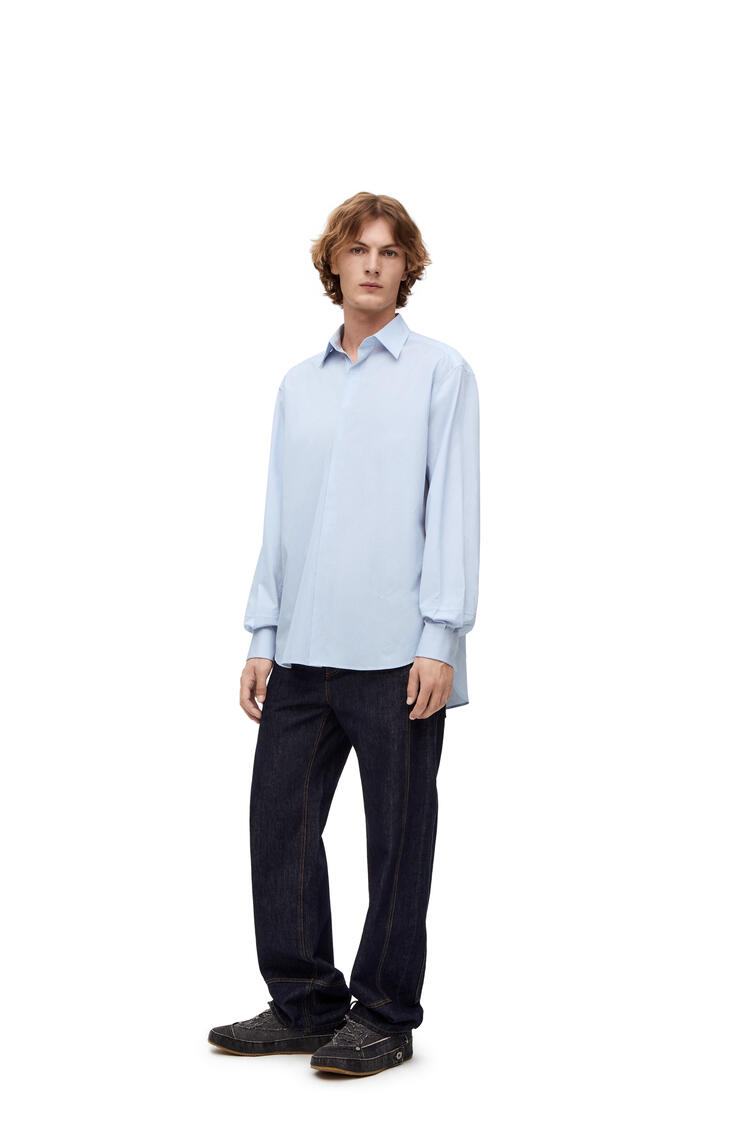 LOEWE Camisa en algodón con rayas trompe l'oeil  Blanco/Azul