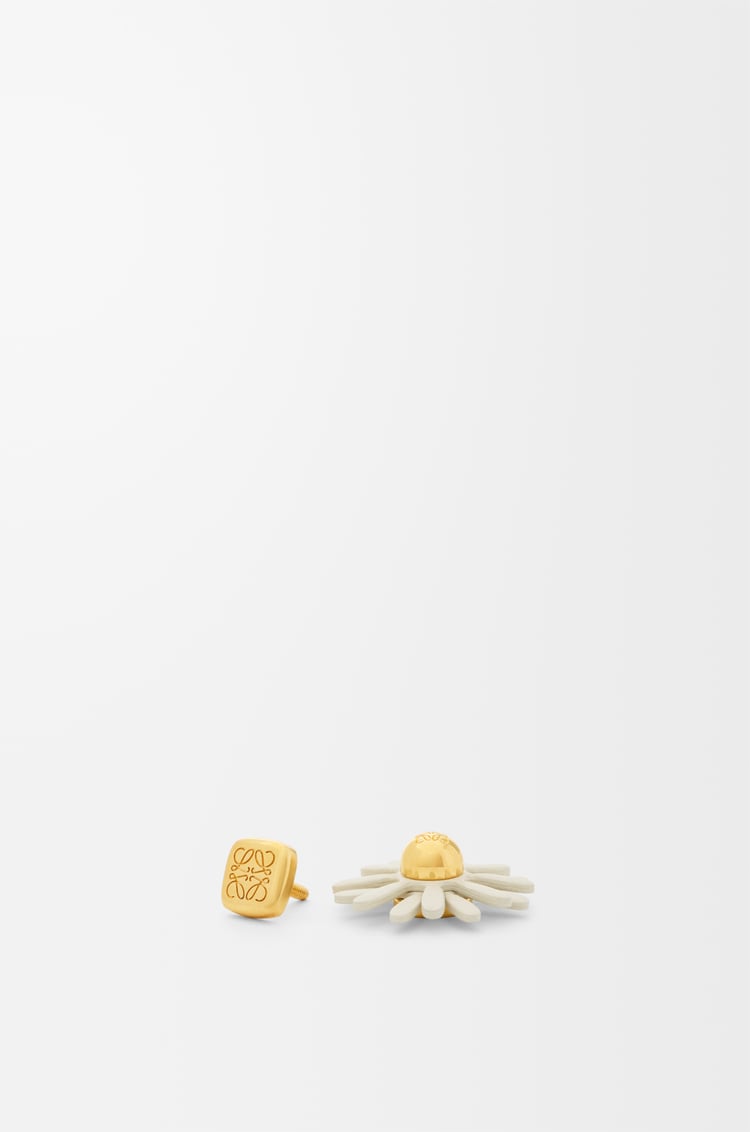 LOEWE Pin Flower en piel de ternera Blanco