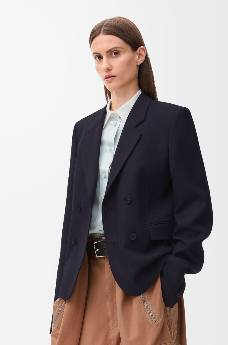LOEWE Short jacket in wool Navy Melange