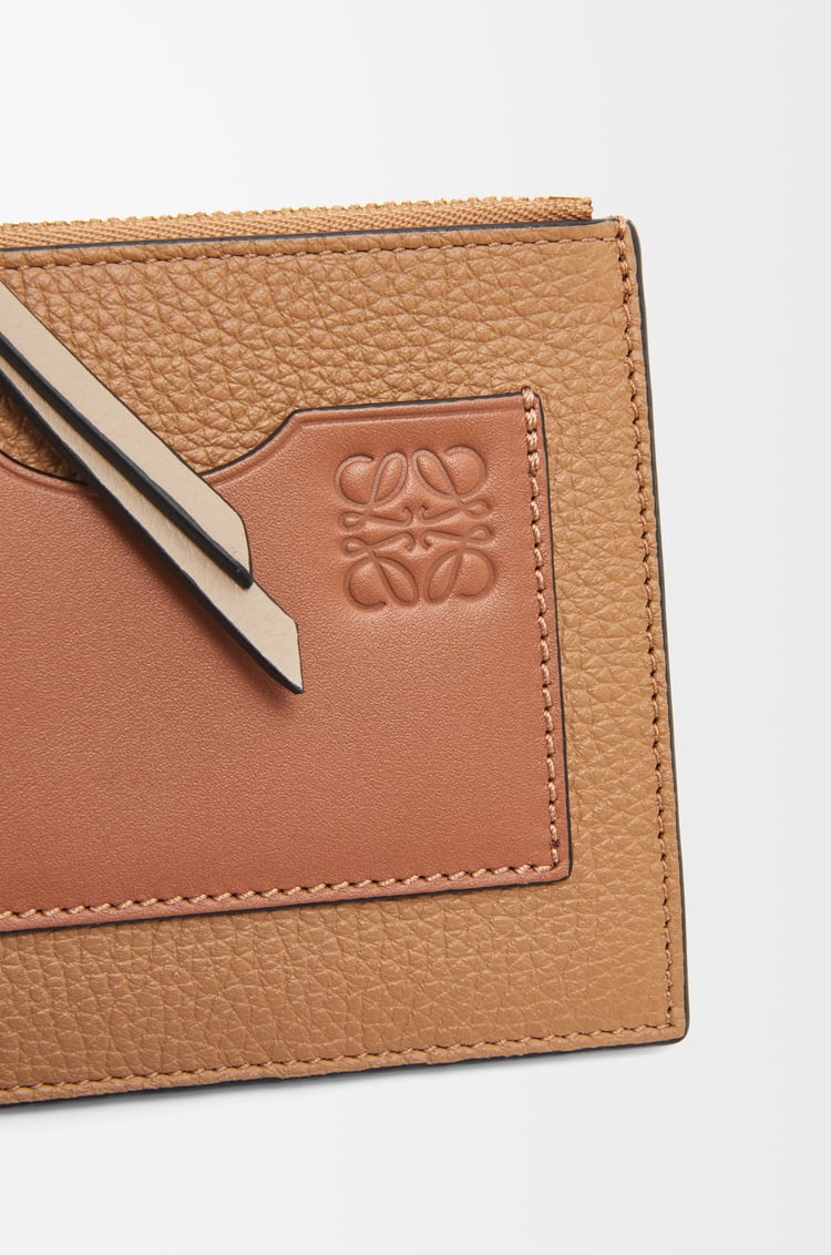 LOEWE Large square coin cardholder in soft grained calfskin Toffee/Tan