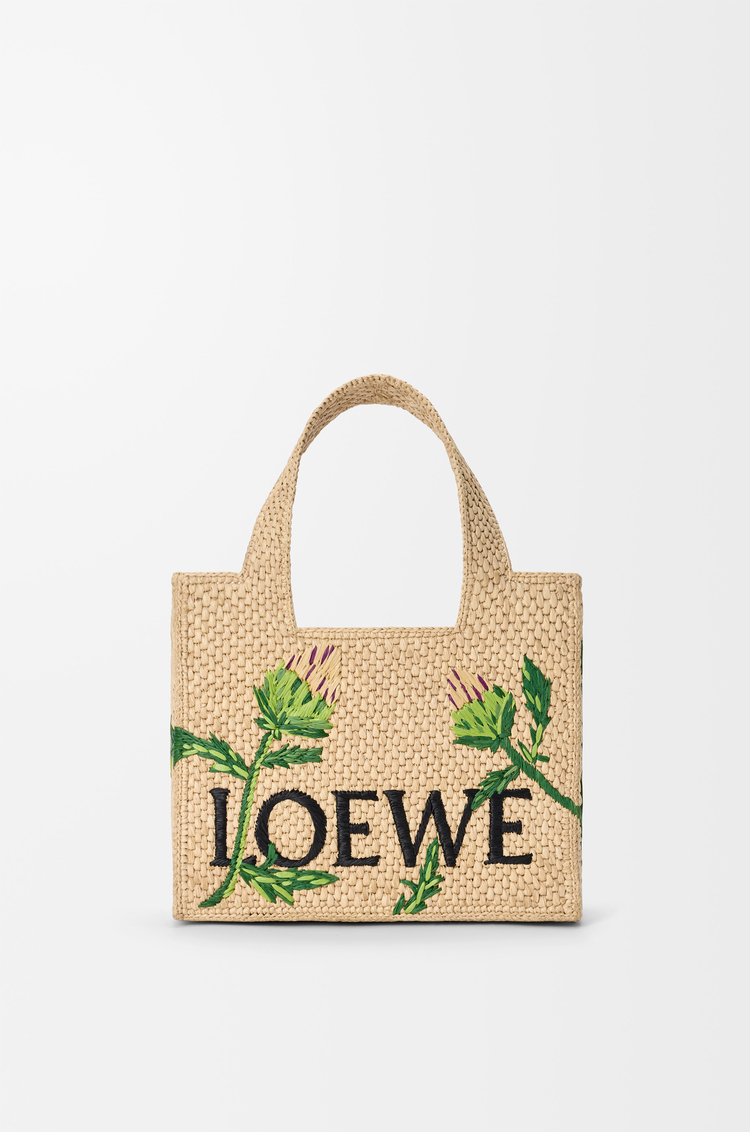 LOEWE 小型酒椰纖維 LOEWE Font 托特包 自然色/綠色