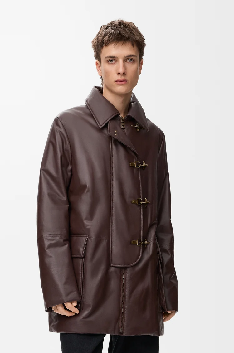 LOEWE Coat in nappa lambskin Chocolate Brown