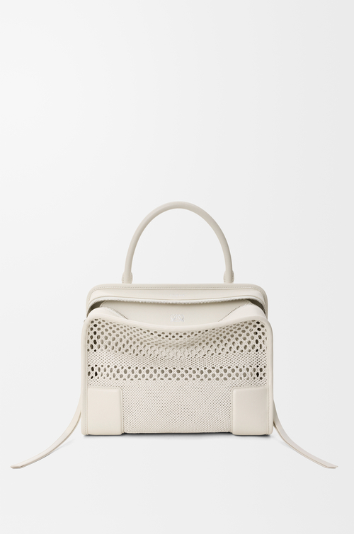 LOEWE Sac Amazona 180 moyen en cuir de veau tressé Blanc Doux