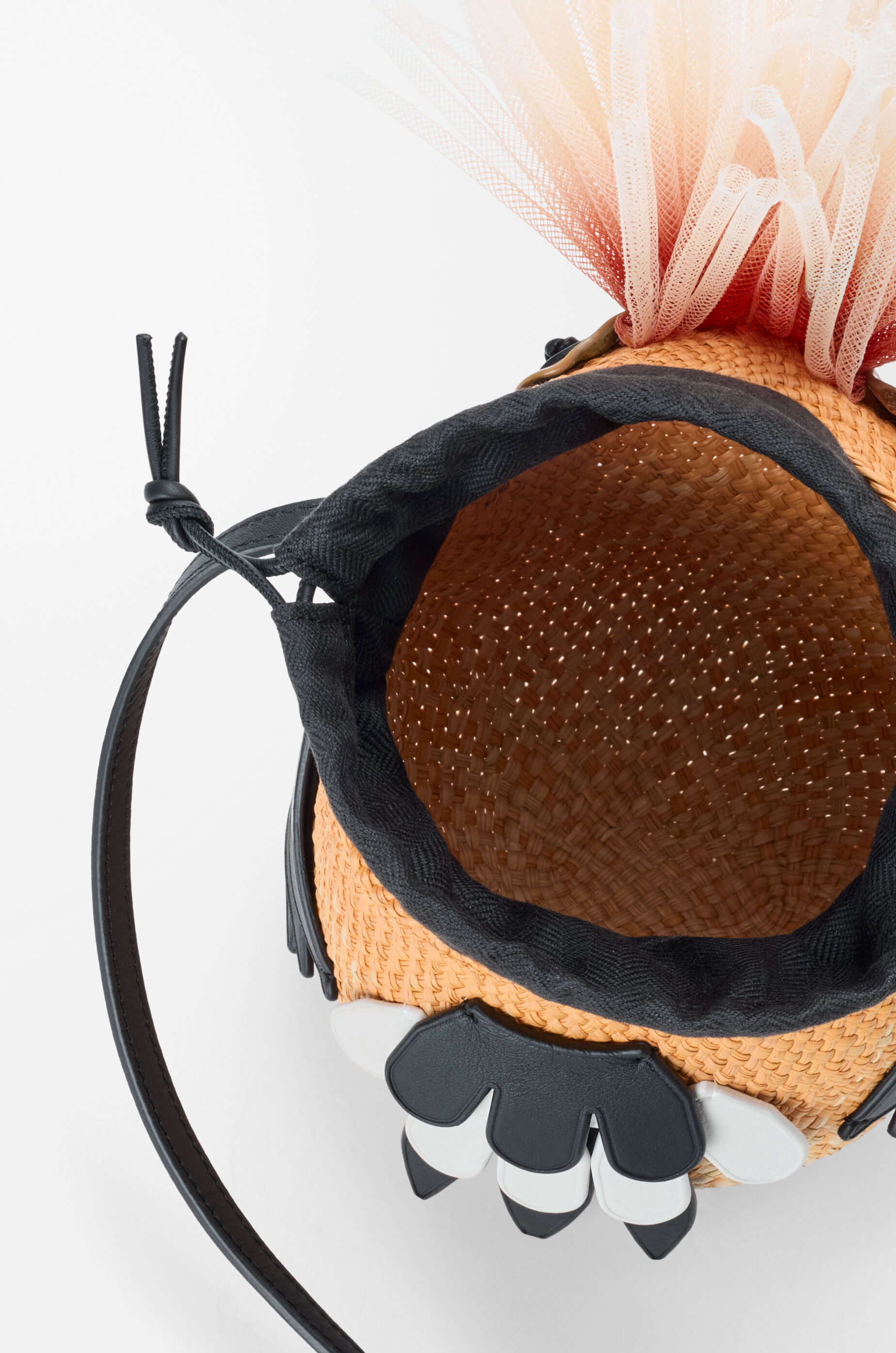 LOEWE Bird bag in iraca palm and calfskin Orange
