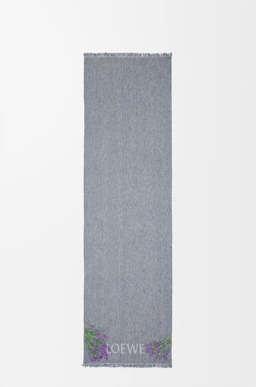 LOEWE Scarf in linen Dark Navy Blue