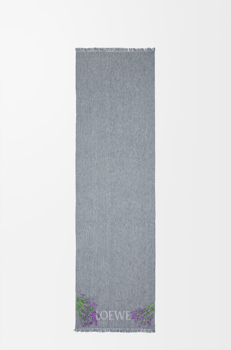 LOEWE Scarf in linen Dark Navy Blue