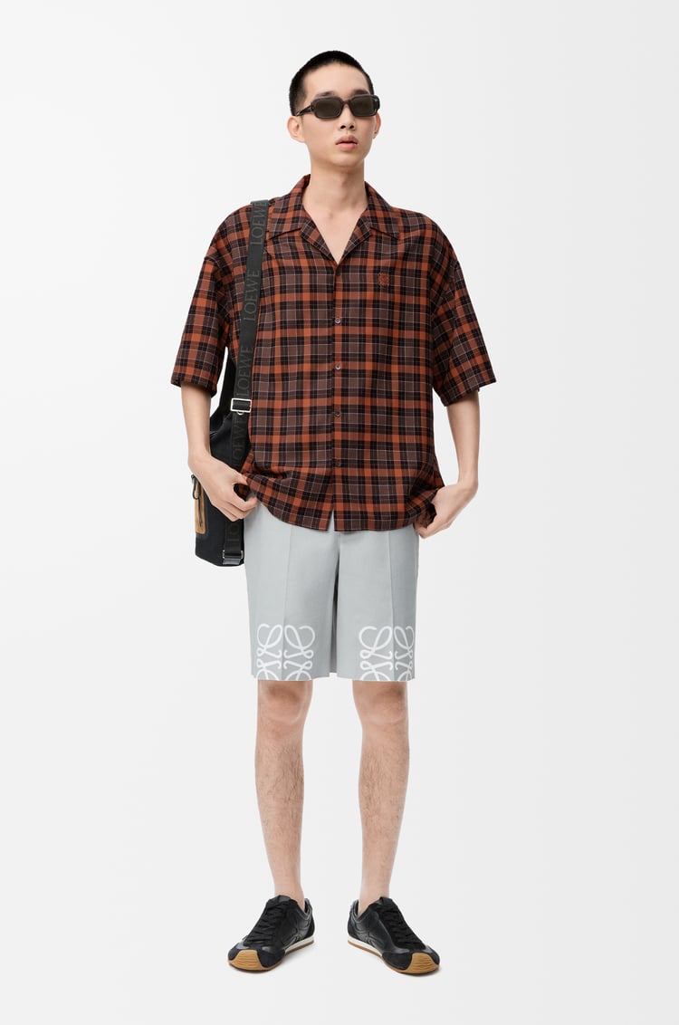 LOEWE Short sleeve shirt in wool blend Orange/Black