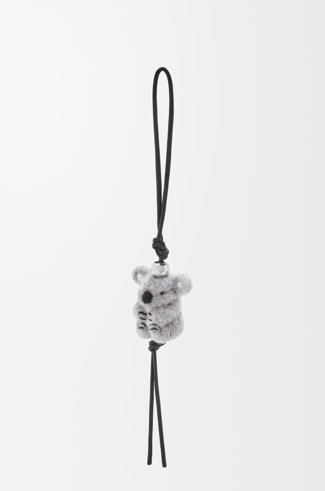 LOEWE Koala charm in felt and calfskin Light Grey/Black