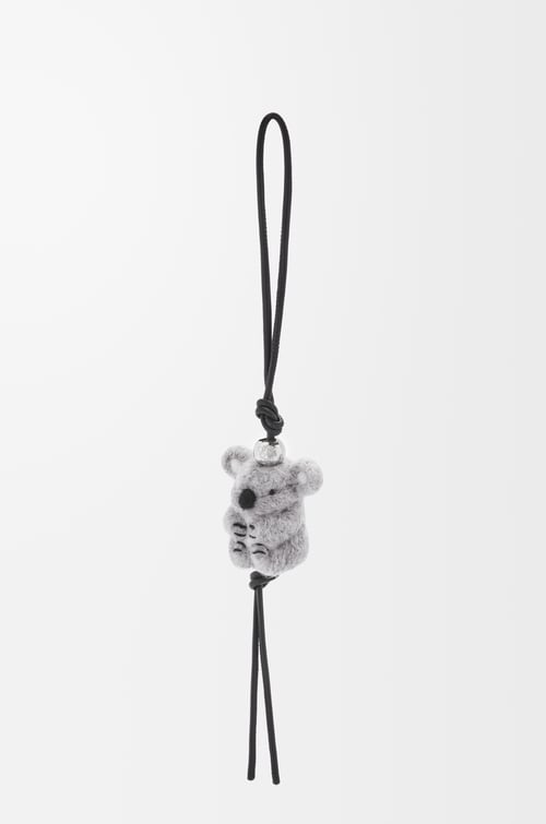 LOEWE Charm Koala en fieltro y piel de ternera Gris Claro/Negro