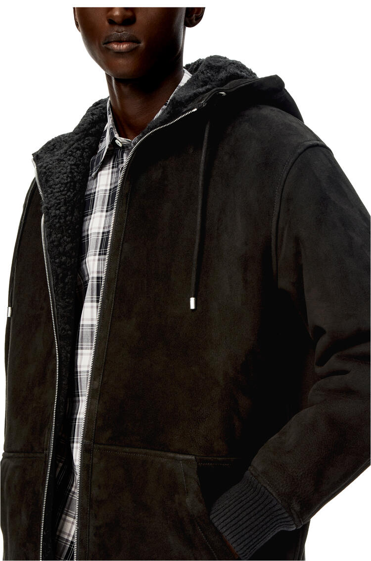 LOEWE Zip up hoodie in shearling Black pdp_rd