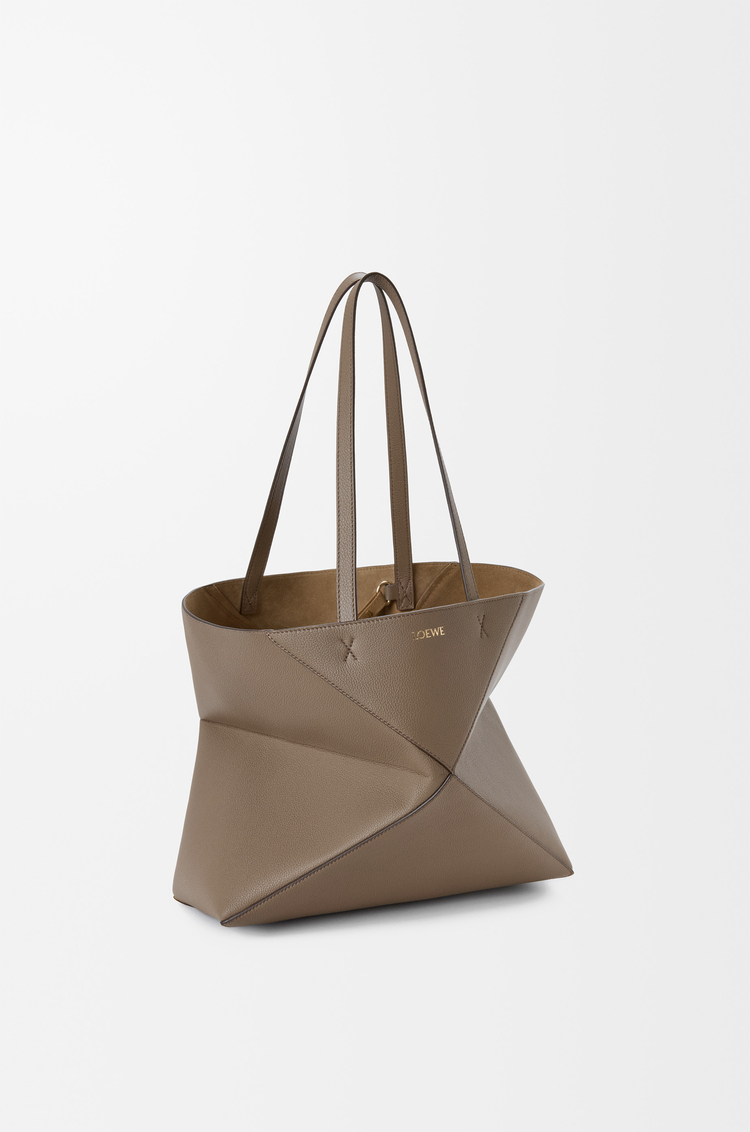 LOEWE Medium horizontal Puzzle Fold tote in soft grained calfskin Taupe