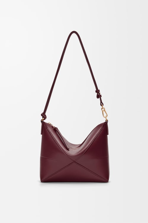 LOEWE パズルフォルド ポーチ（シャイニーナパカーフ） ダークバーガンディ