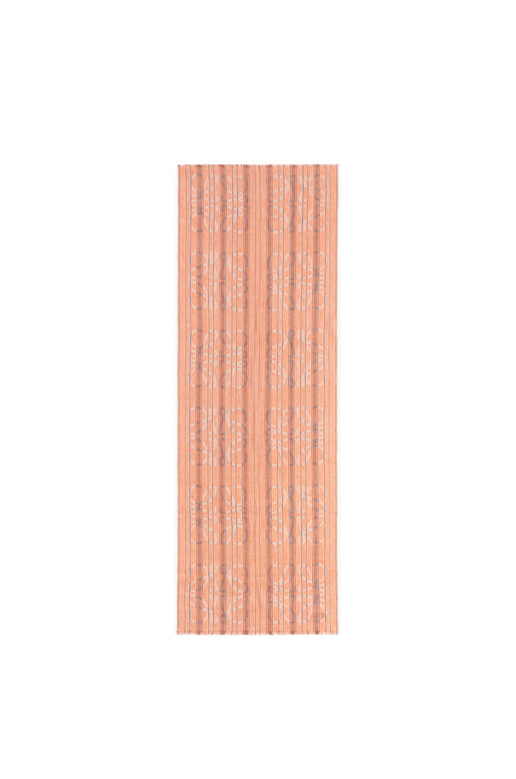 LOEWE Bufanda de rayas con anagrama en lino Naranja/Multicolor