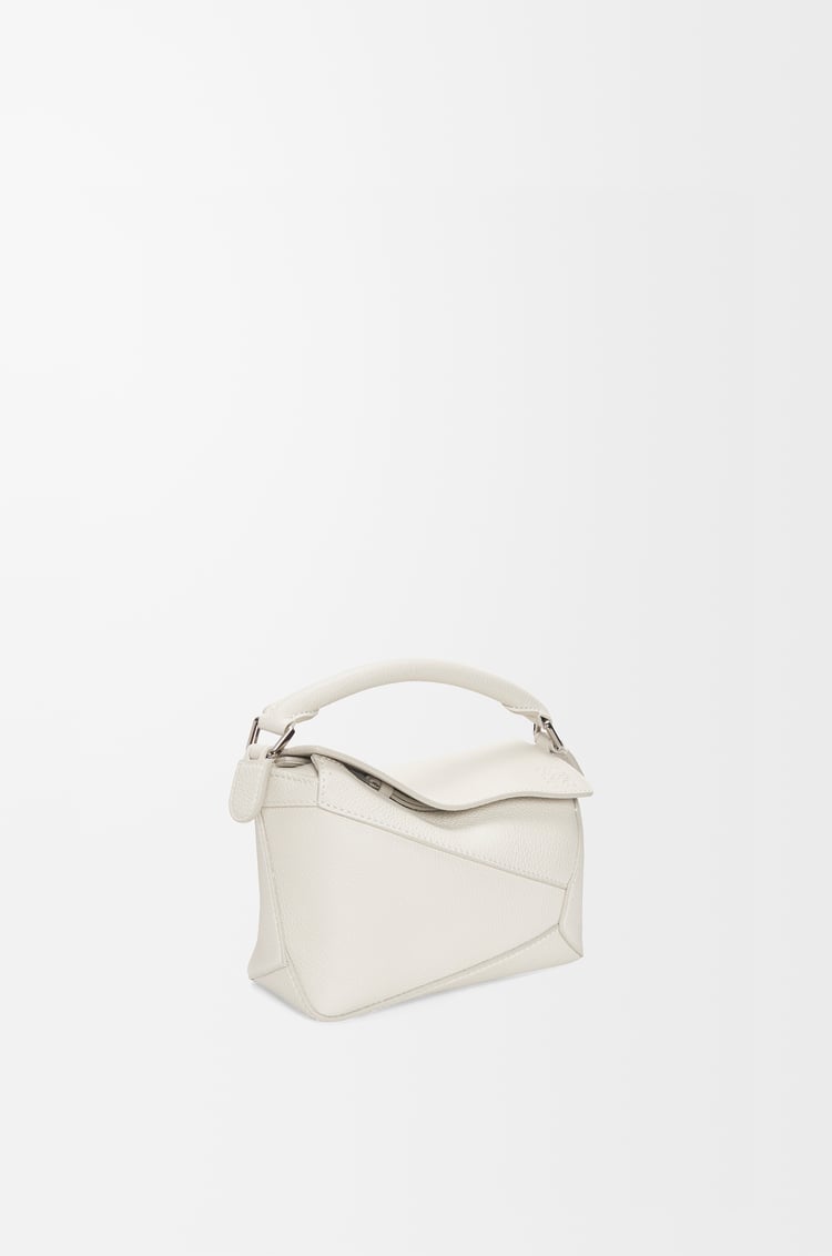 LOEWE Mini Puzzle Edge bag in soft grained calfskin Soft White