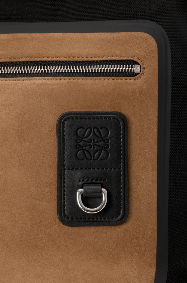 LOEWE Flex zipped tote in canvas and suede Black/Dark Gold