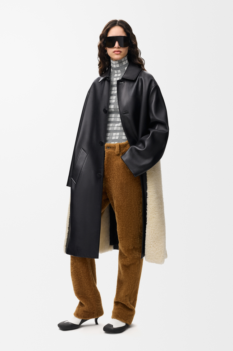 LOEWE Abrigo en piel napa de cordero Negro