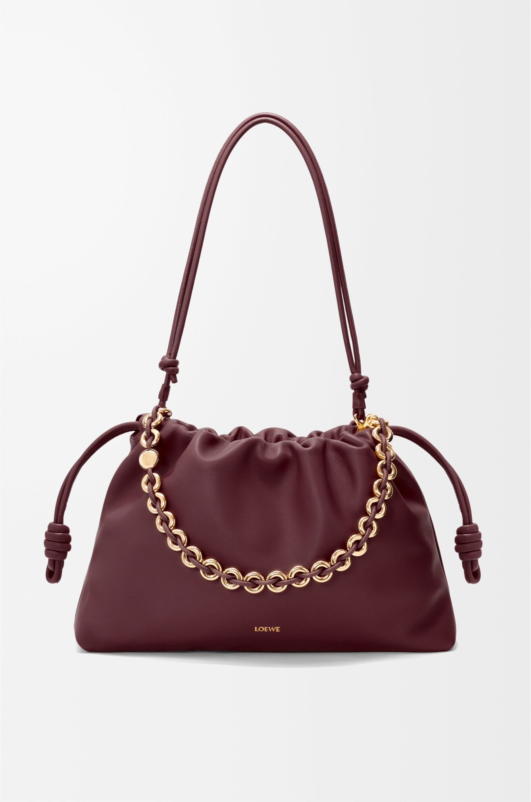 LOEWE Bolso Flamenco purse grande en piel napa de cordero suave Burdeos Oscuro