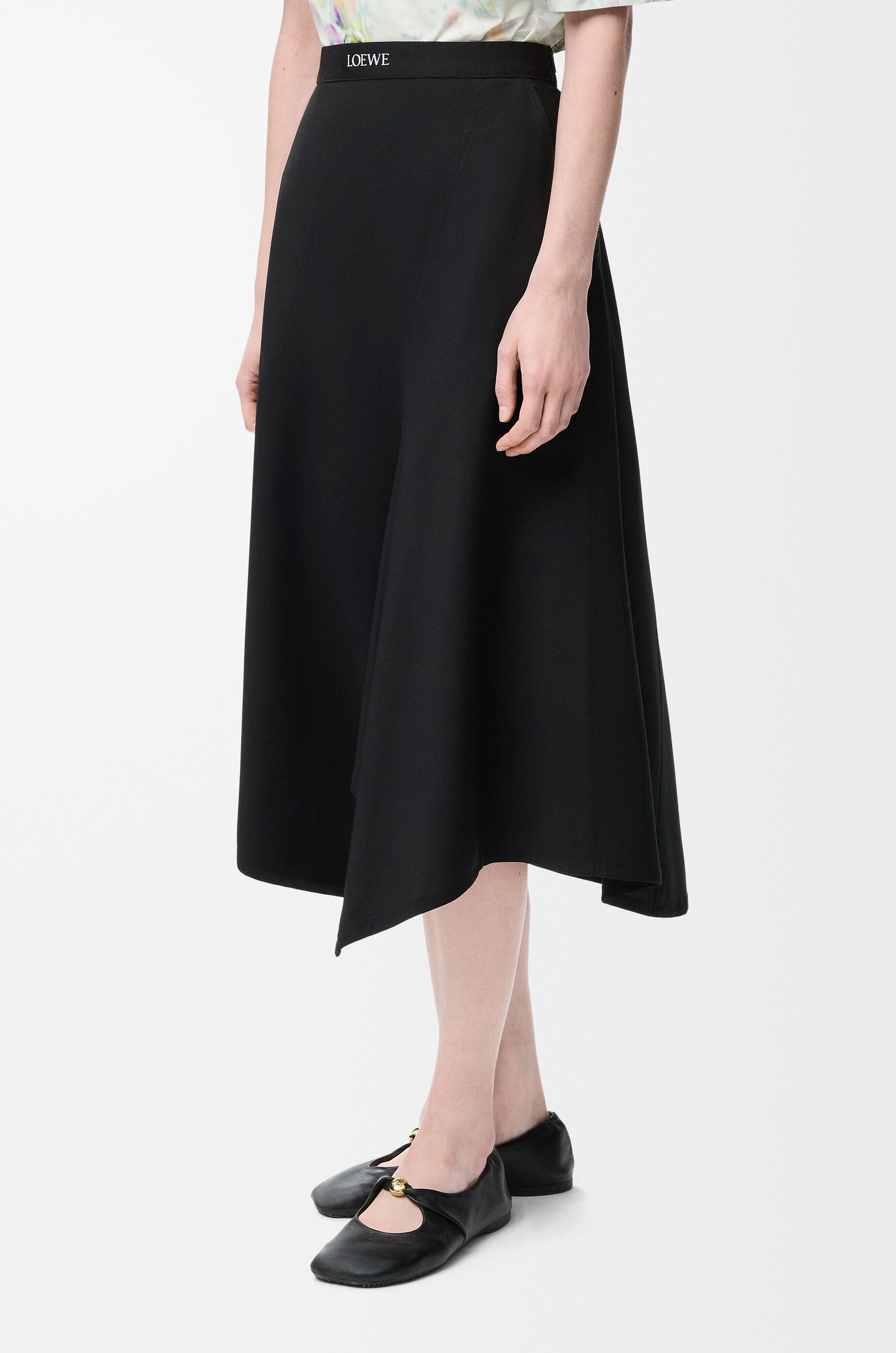 loewe 24aw アシンメトリースカート ロゴウエスト｜ファッション