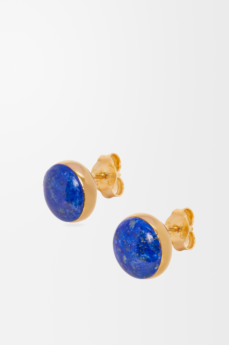 LOEWE Pendientes de botón Anagram Pebble en plata de ley y lapislázuli Oro/Azul