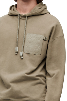 LOEWE Anagram patch pocket hoodie in cotton Military Green