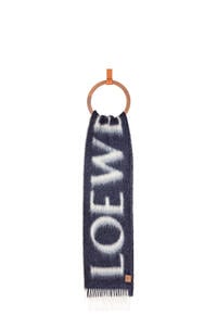LOEWE LOEWE scarf in wool and mohair 海軍藍/灰色