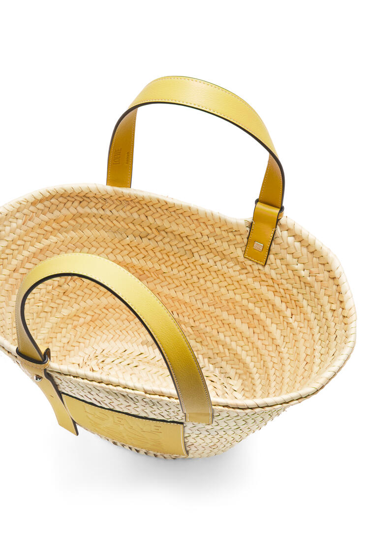 LOEWE Basket bag in palm leaf and calfskin Dark Yellow