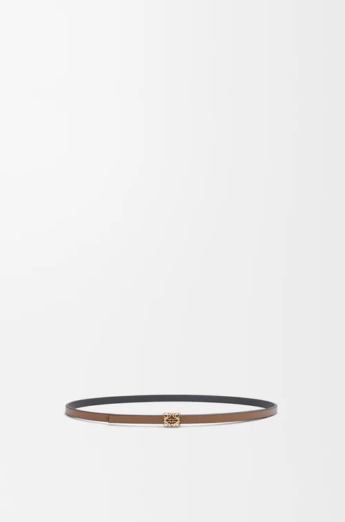 LOEWE Ceinture réversible Anagram Bombé en cuir de veau lisse Moka/Ardoise