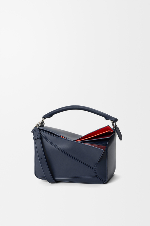 LOEWE Small layered Puzzle bag in classic calfskin Multicolor Deep Navy